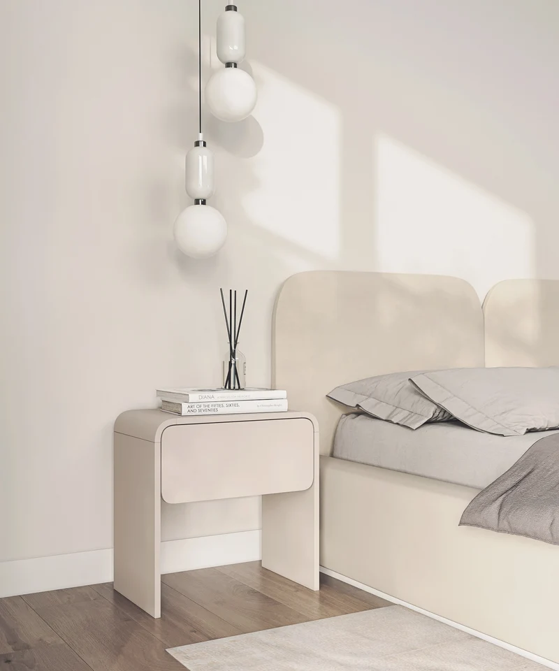 Nachttisch Lummo mit Schublade, 50 cm, Kaschmir