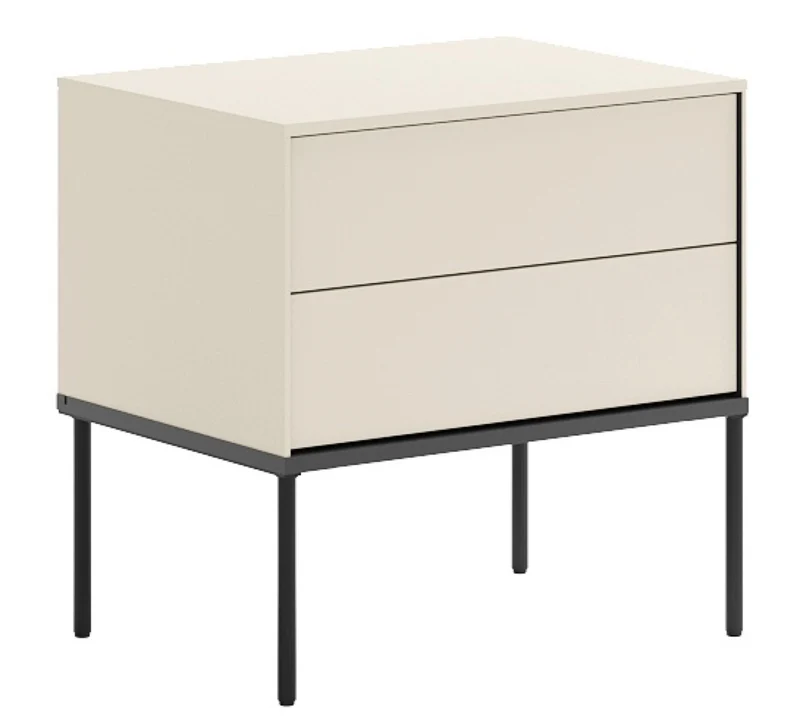 Nachttisch Bellezo mit zwei Schubladen, 56 cm, cremefarben