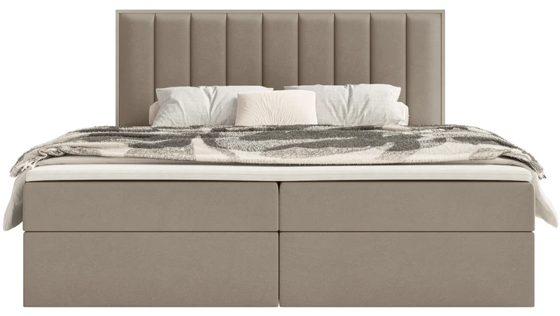 Kontinentalbett 140x200 cm Togents mit Stauraum und Topper, brauner hydrophober Samt