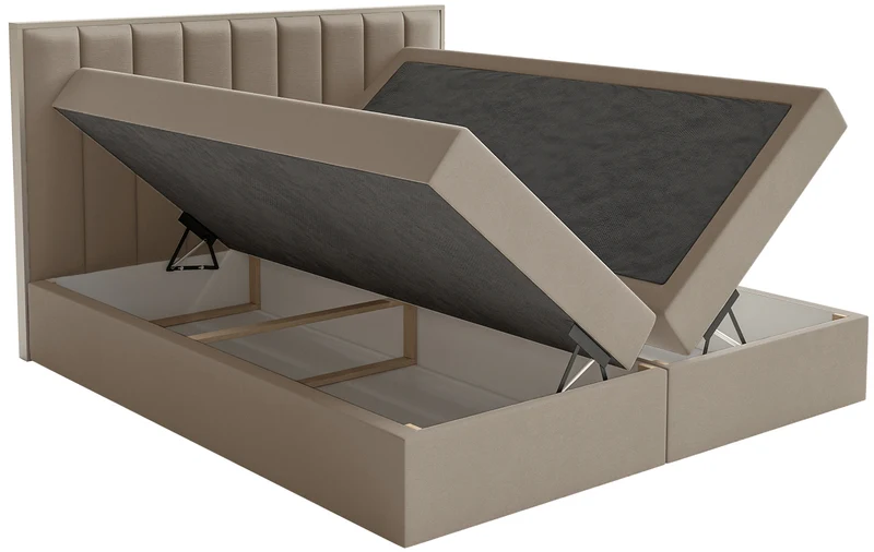 Kontinentalbett 140x200 cm Togents mit Stauraum und Topper, brauner hydrophober Samt