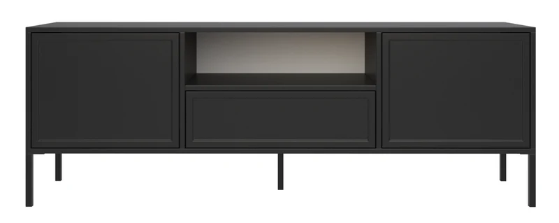 TV-Schrank Velveto, zweitürig mit Schublade und Nische, 160 cm, schwarz