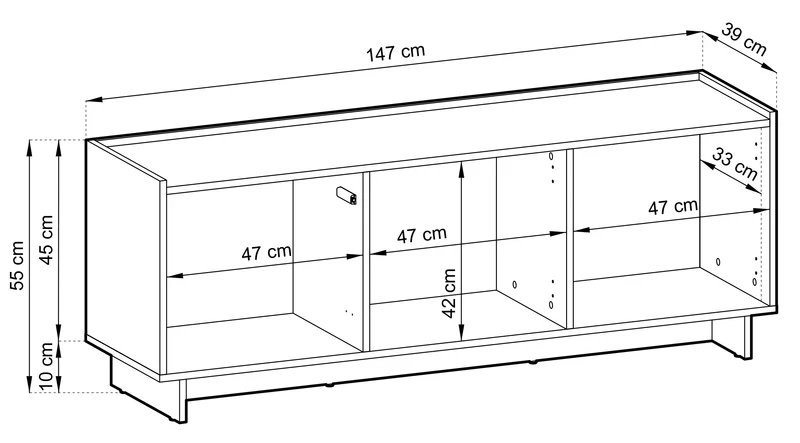 Drehtüriger TV-Schrank Yasumi 147 cm Karamelleiche