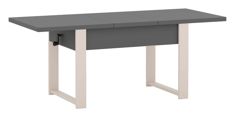 Ausziehbarer Couchtisch Hugo 120(157)x67 cm, grau mit Diamantmuster und Kaschmirbeinen