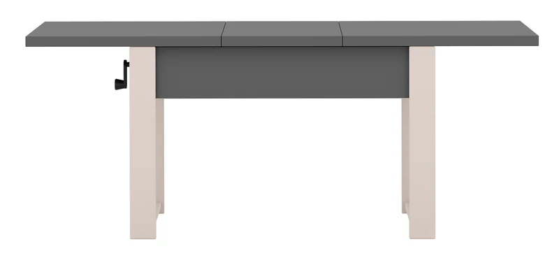 Ausziehbarer Couchtisch Hugo 120(157)x67 cm, grau mit Diamantmuster und Kaschmirbeinen