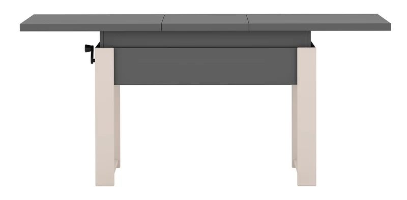 Ausziehbarer Couchtisch Hugo 120(157)x67 cm, grau mit Diamantmuster und Kaschmirbeinen