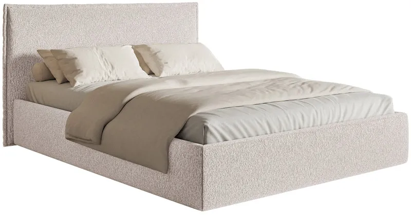 Polsterbett 140x200 cm Softie Slim mit Stauraum, hellblauer Chenillebezug, Metallrahmen
