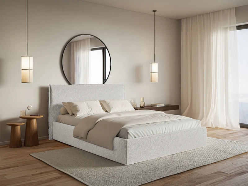 Polsterbett 160x200 cm Softie Slim hellgrauer Chenille