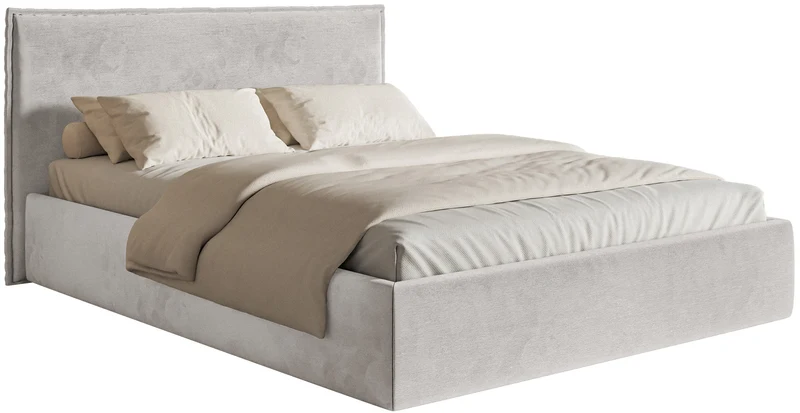 Polsterbett 180x200 cm Softie Slim hellgrauer Velours, wasserabweisend