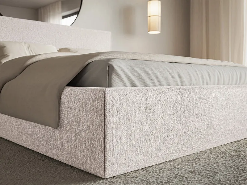 Polsterbett 180x200 cm Softie mit Stauraum, beige Chenille, Metallrahmen