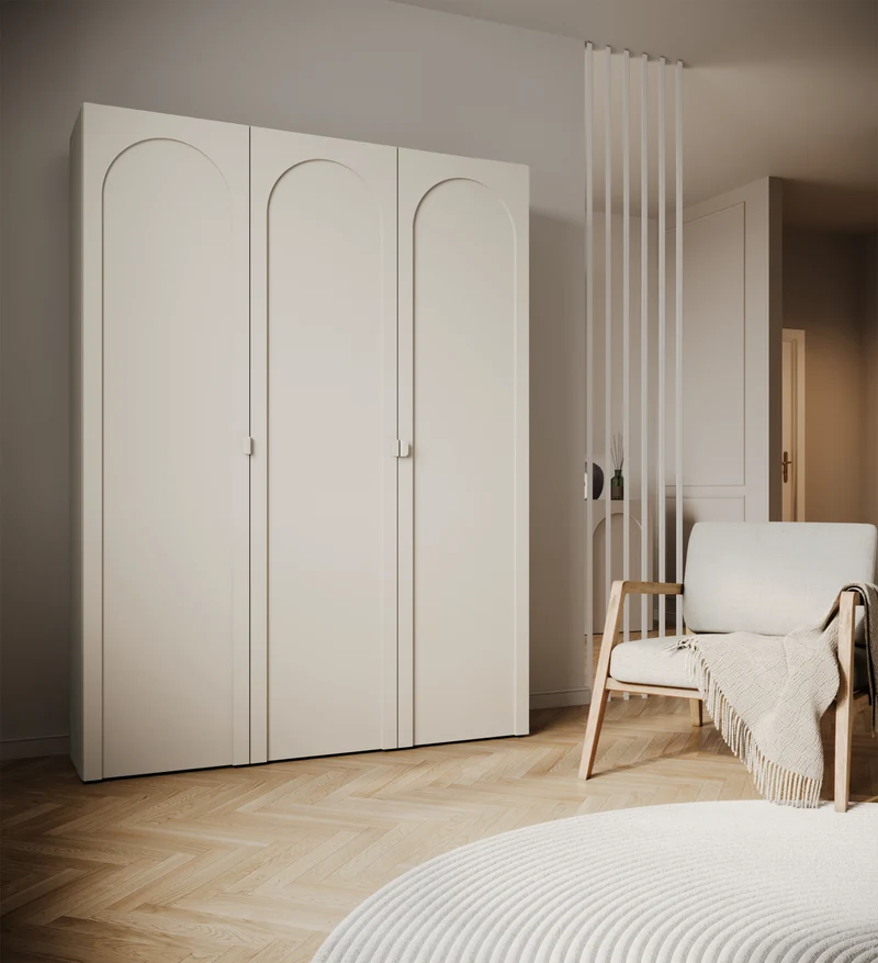 Drehtürenschrank Arkadia mit gefräster Front, 150 cm, Kaschmir