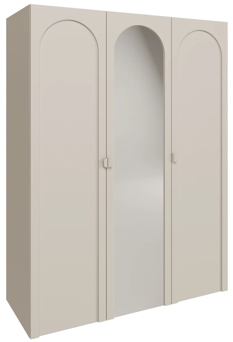 Drehtürenschrank Arkadia mit gefräster Front und Spiegel, 150 cm, Kaschmir
