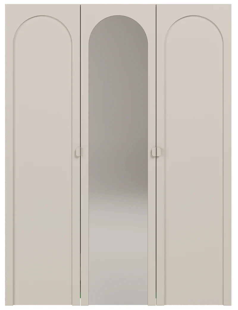 Drehtürenschrank Arkadia mit gefräster Front und Spiegel, 150 cm, Kaschmir