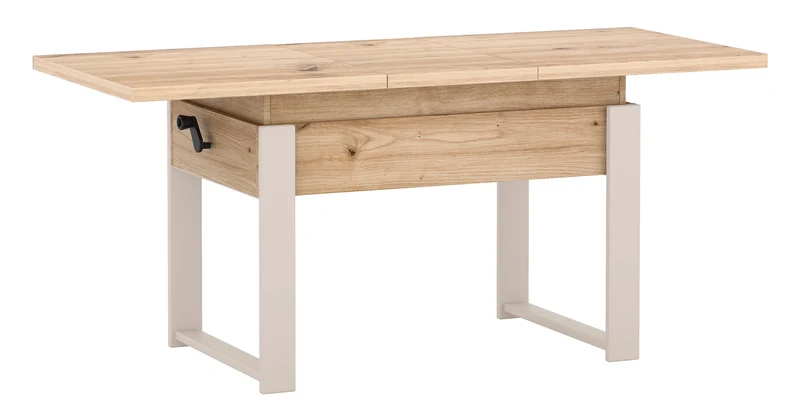 Ausziehbarer Couchtisch Hugo 120(157)x67 cm Artisan-Eiche mit kaschmirfarbenen Beinen