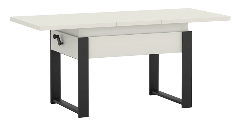 Ausziehbarer Couchtisch Hugo 120(157)x67 cm Alpenweiß mit schwarzen Beinen