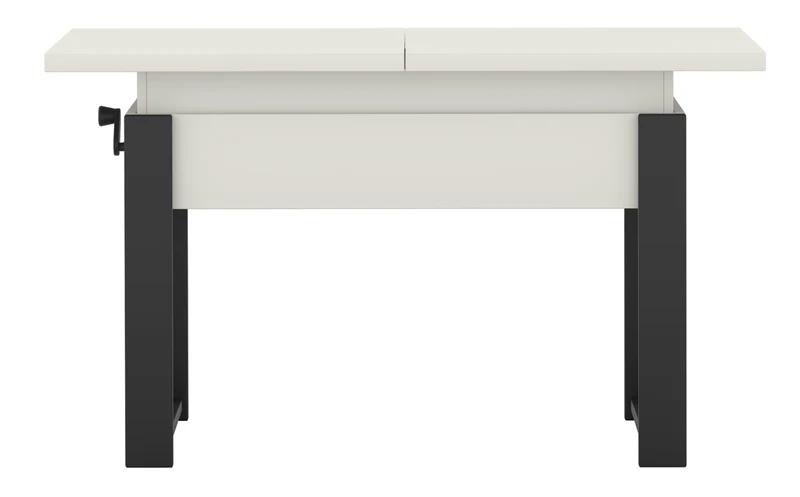 Ausziehbarer Couchtisch Hugo 120(157)x67 cm Alpenweiß mit schwarzen Beinen