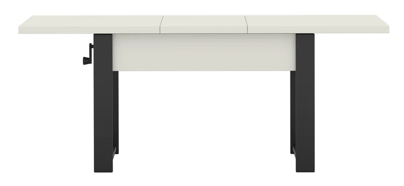 Ausziehbarer Couchtisch Hugo 120(157)x67 cm Alpenweiß mit schwarzen Beinen