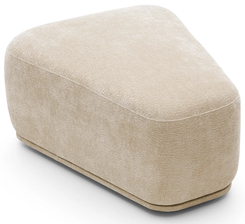 Modulares Ecksofa Bommo L-förmig mit Hocker, linksseitig, beige Chenille
