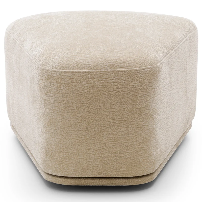 Modulares Ecksofa Bommo L-förmig mit Hocker, linksseitig, beige Chenille
