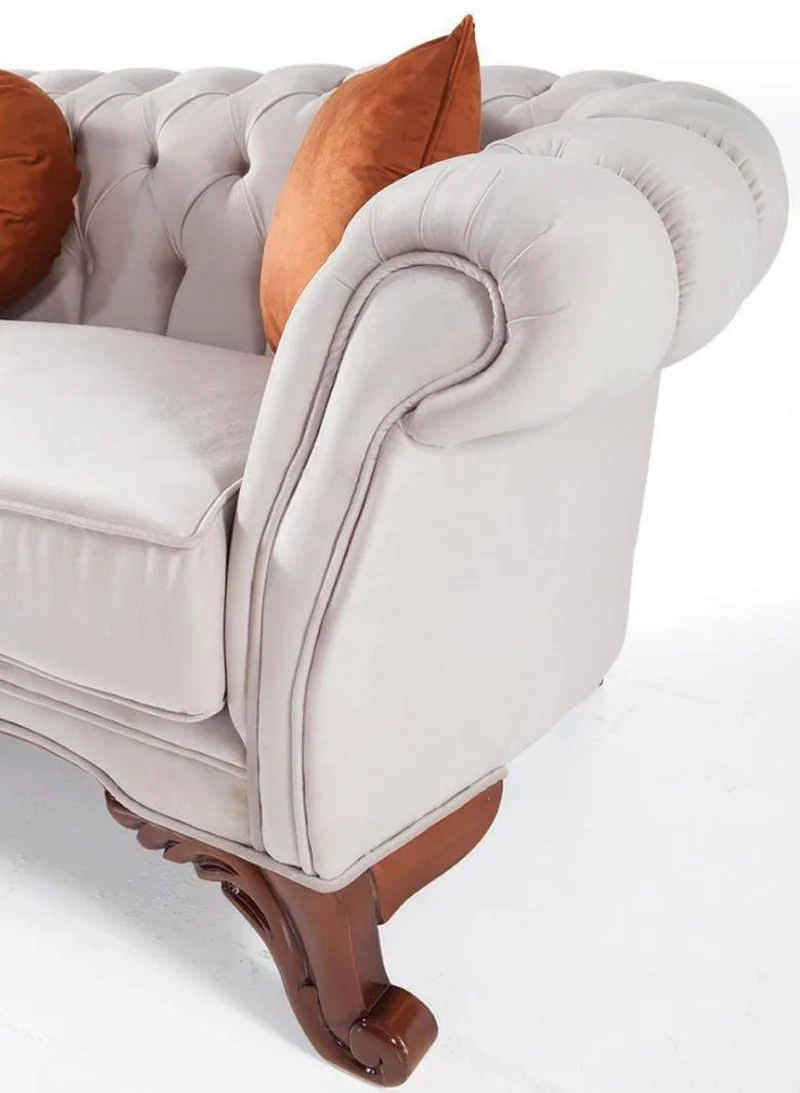 Casa Padrino Luxus Barock Wohnzimmer Sofa mit Kissen Hellgrau / Braun 240 x 102 x H. 80 cm - Barock Möbel