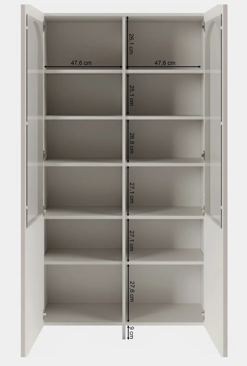 Zweiflügeliger Schrank Arkadia mit gefrästen und gläsernen Fronten, 100 cm, Eiche Dunin