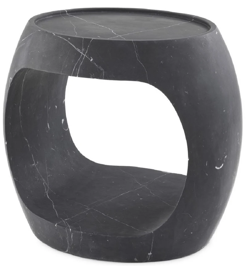 Casa Padrino Luxus Marmor Beistelltisch Schwarz 43 x 36,5 x H. 40,5 cm - Marmor Möbel - Luxus Qualität
