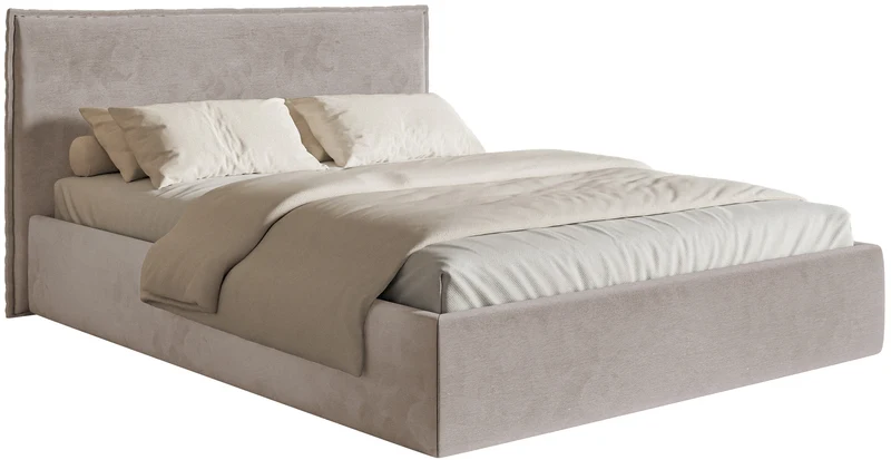 Polsterbett 180x200 cm Softie Slim mit Stauraum, graubrauner wasserabweisender Samt, Metallrahmen