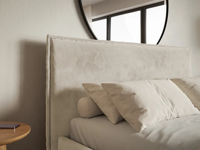 Polsterbett 200x200 cm Softie Slim beige, wasserabweisender Samt
