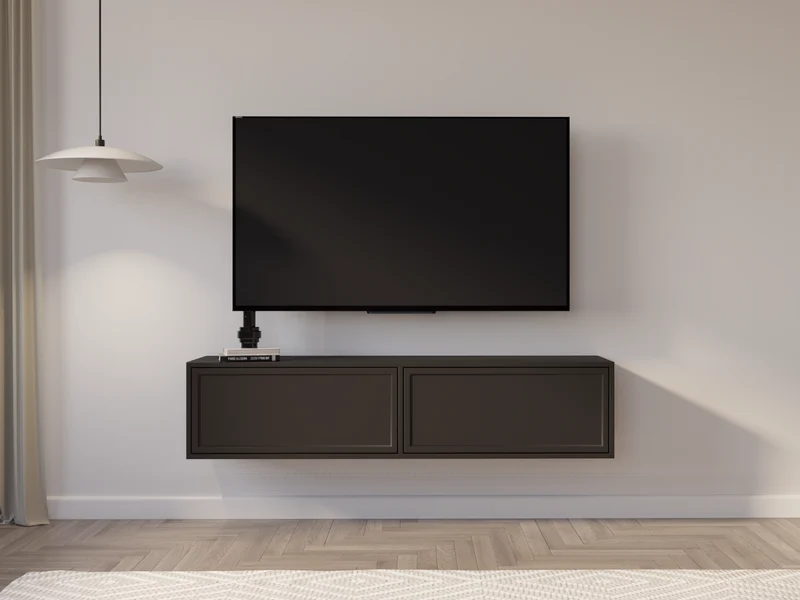 Hängender TV-Schrank Velveto mit zwei Klappen, 140 cm, schwarz