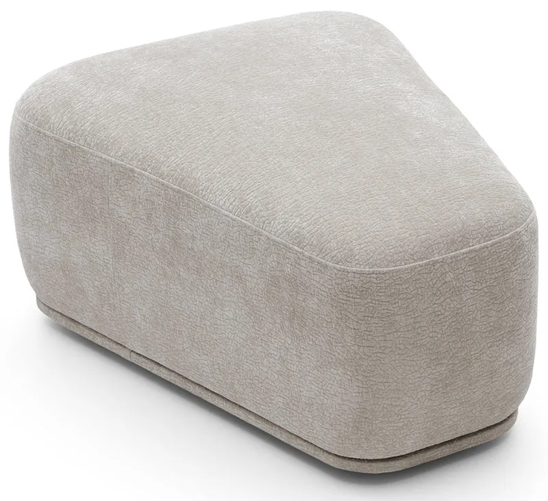 Modulare Eckcouch Bommo in L-Form mit Hocker, linksseitig, grau-beige Chenille