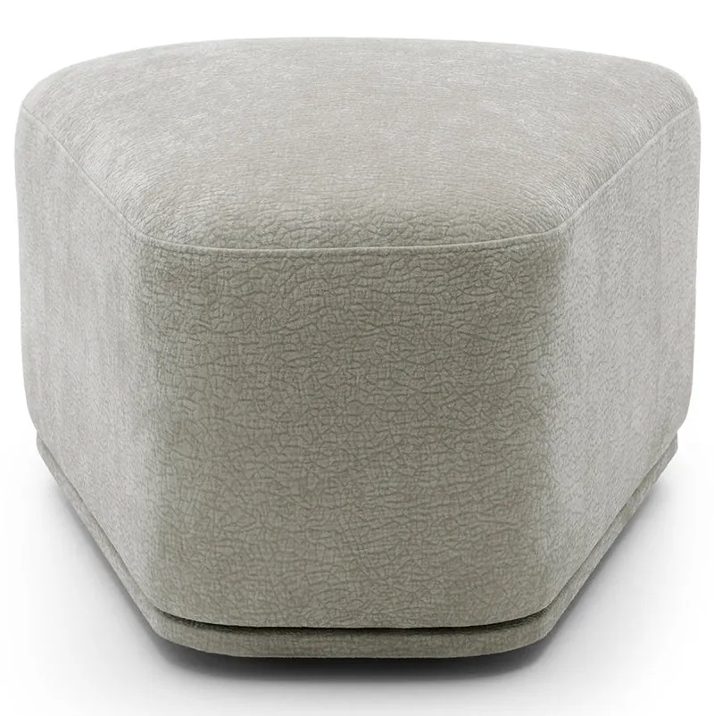 Modulare Eckcouch Bommo in L-Form mit Hocker, linksseitig, grau-beige Chenille
