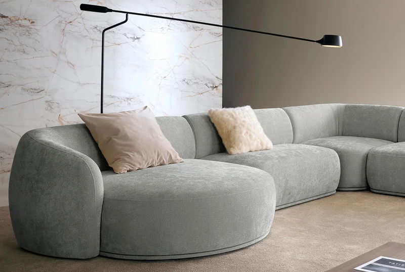 Modulares Ecksofa Bommo L-förmig, linke Seite, grauer Chenille-Stoff