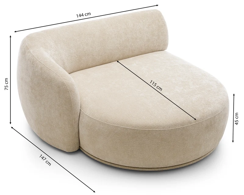 Modulares Ottomanen-Element Bommo linksseitig beige Chenille