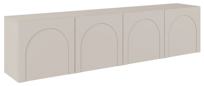 Vier-türiger TV-Schrank Arkadia mit gefrästen Fronten, 200 cm, Eiche Dunin