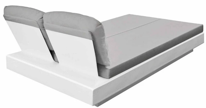 Casa Padrino Luxus Doppel Gartenliege Grau / Matt Weiß 200 x 175 x H. 60 cm - Moderne Wetterbeständige Liege - Poolliege - Garten Hotel Pool Möbel - Luxus Qualität