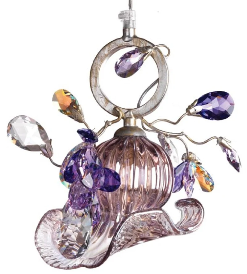 Casa Padrino Luxus Kronleuchter Mehrfarbig 22 x 14 x H. 22 cm - Moderner Glas Kronleuchter mit Swarovski Kristallglas - Luxus Qualität