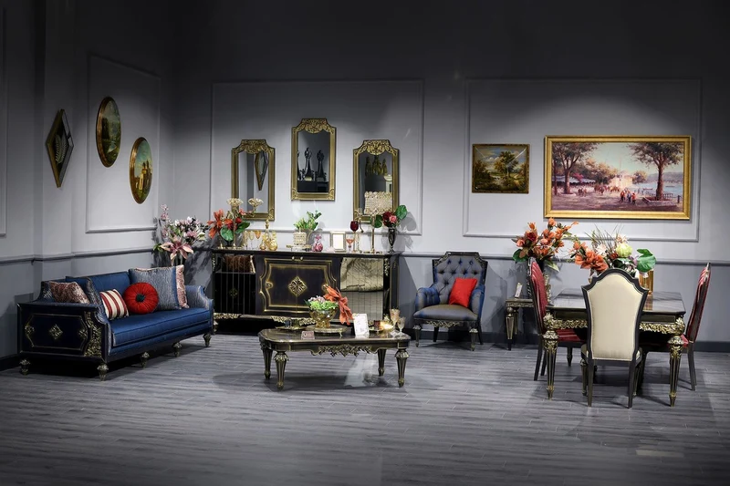 Casa Padrino Luxus Barock Esszimmer Set - 1 Esstisch & 6 Esszimmerstühle - Handgefertigte Esszimmer Möbel im Barockstil