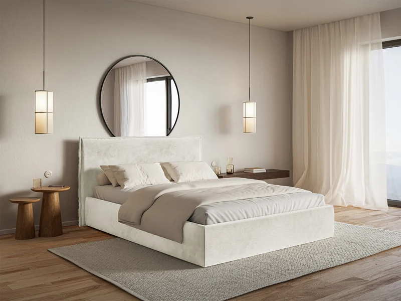 Polsterbett 180x200 cm Softie Slim grau-beige Velours wasserabweisend