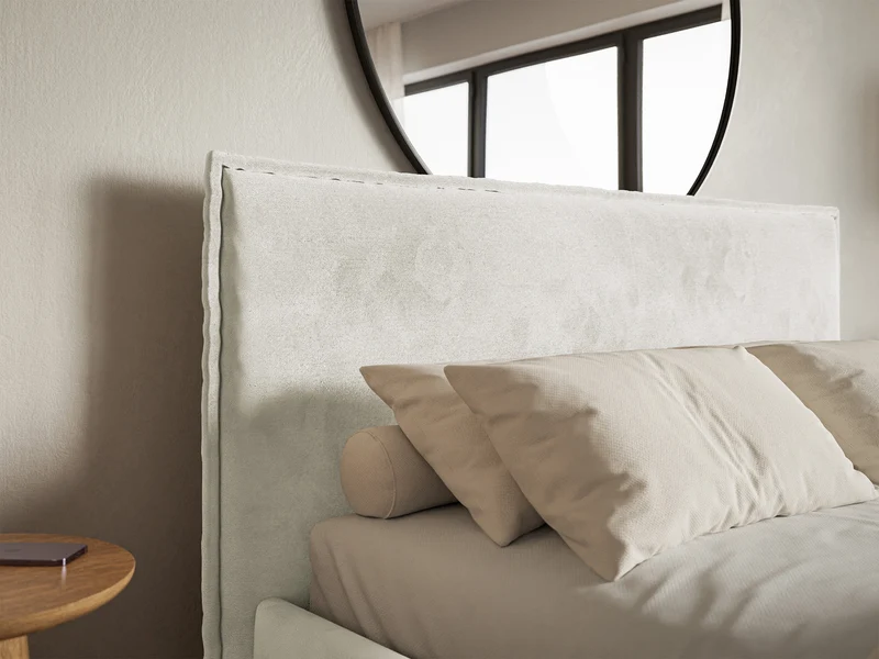 Polsterbett 180x200 cm Softie Slim grau-beige Velours wasserabweisend