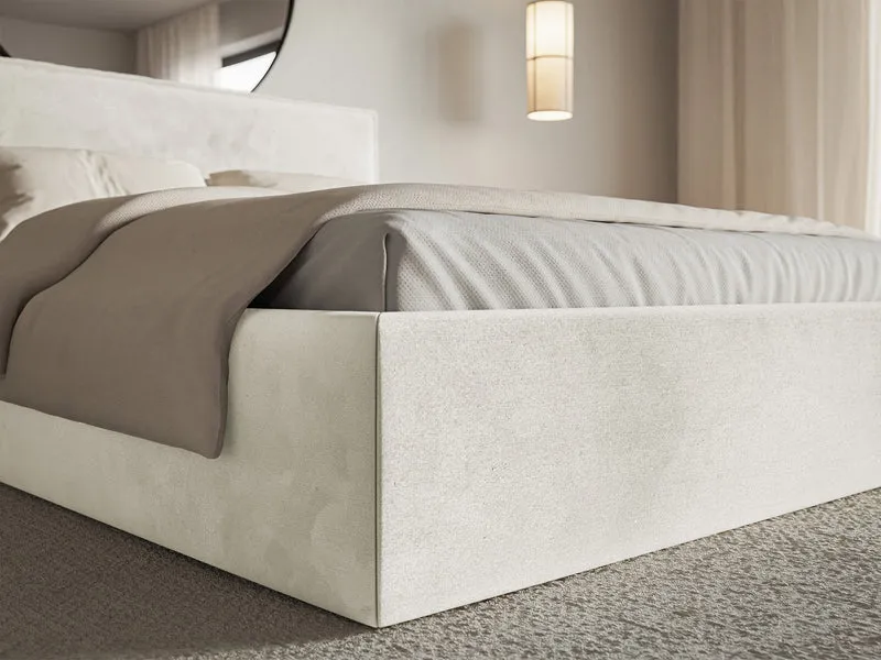 Polsterbett 180x200 cm Softie Slim grau-beige Velours wasserabweisend