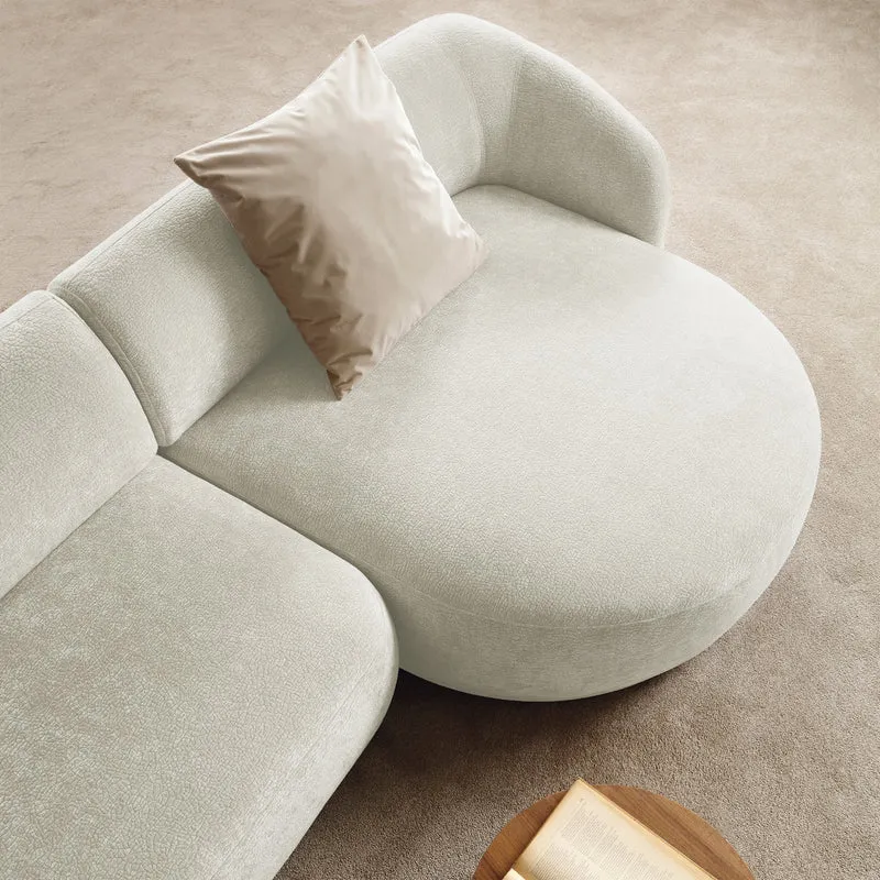 Modulares Ecksofa Bommo, L-förmig, rechtsseitig, cremefarben, Chenille