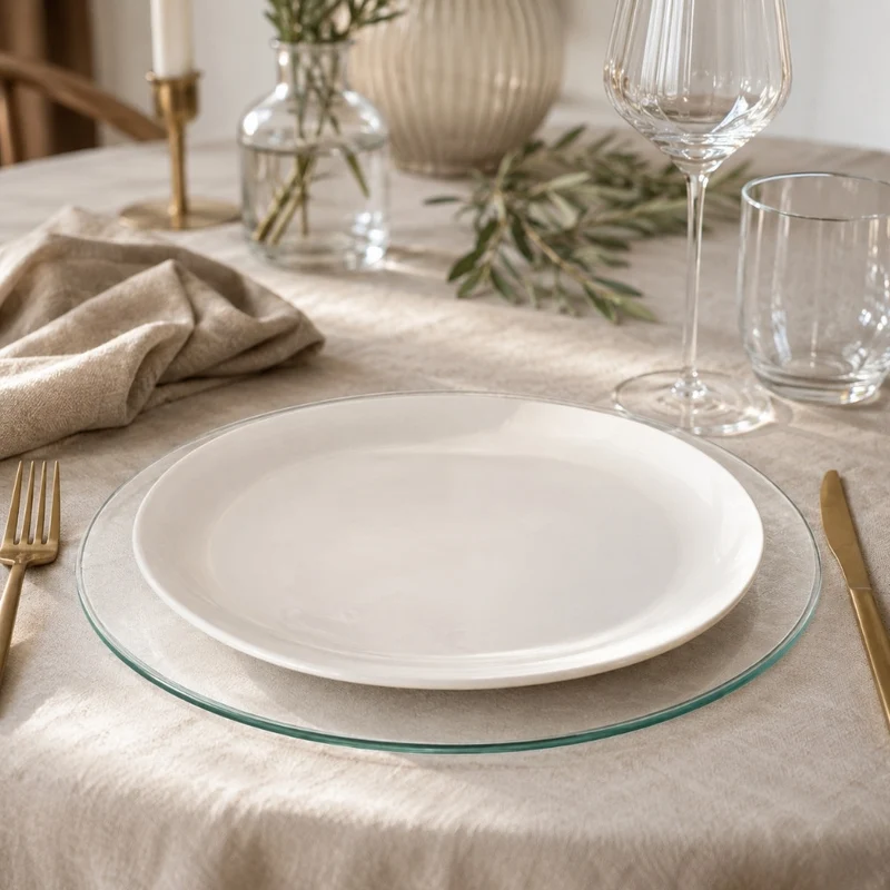 Glasplatte TERRY 40cm Rund 8mm Gehärtetes Glas Platzteller