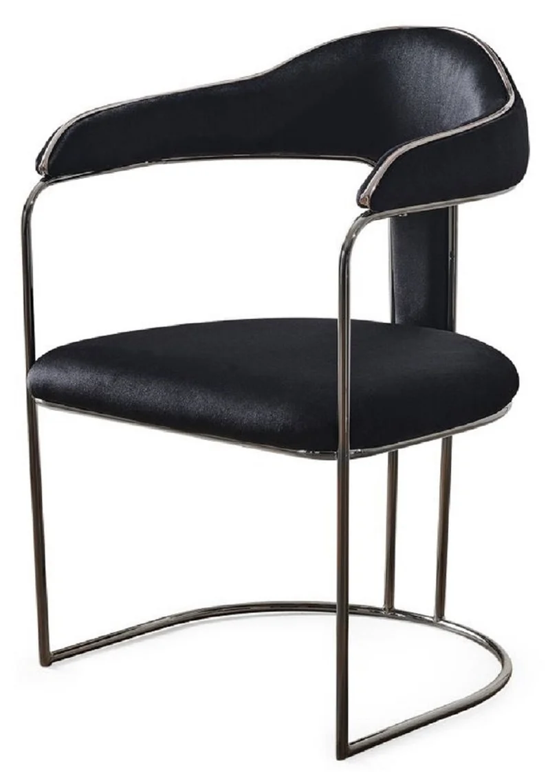 Casa Padrino Luxus Art Deco Esszimmer Stuhl 6er Set mit Armlehnen Schwarz / Bronze 60 x 58 x H. 92 cm - Esszimmer Möbel - Restaurant Möbel - Art Deco Möbel - Luxus Möbel