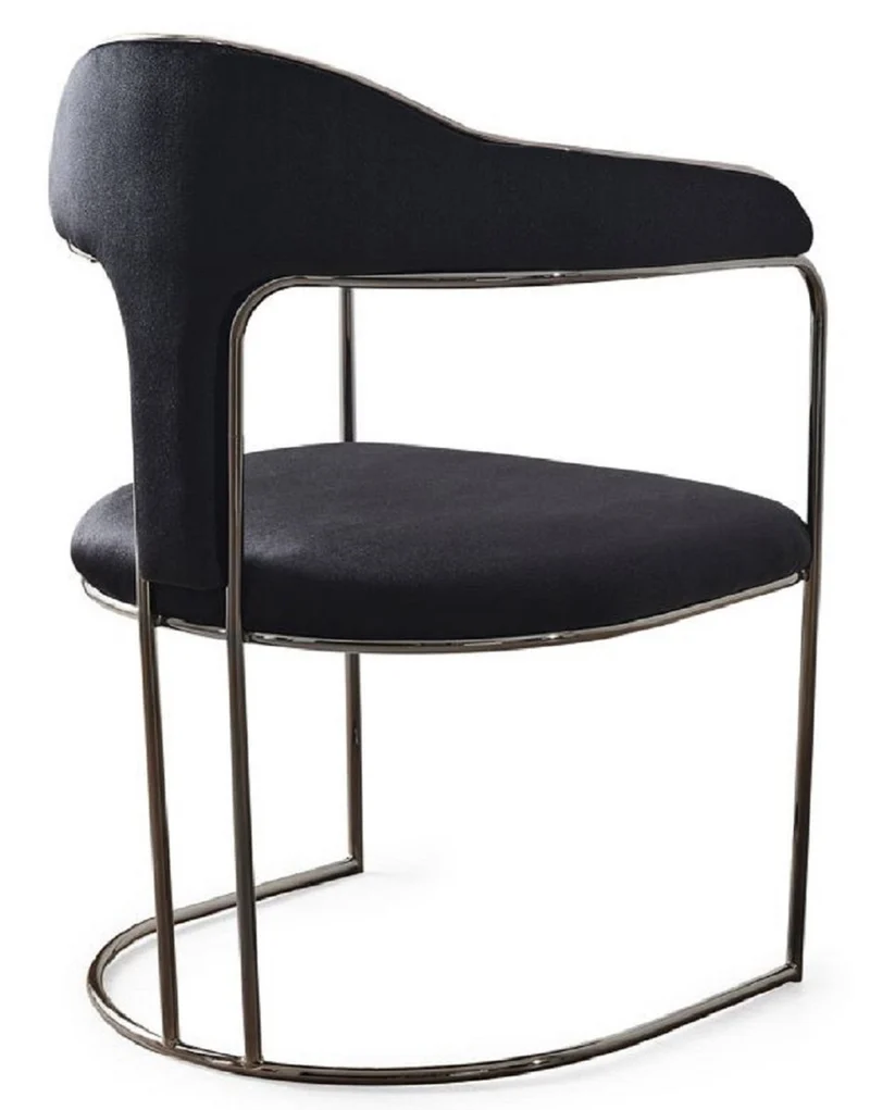 Casa Padrino Luxus Art Deco Esszimmer Stuhl 6er Set mit Armlehnen Schwarz / Bronze 60 x 58 x H. 92 cm - Esszimmer Möbel - Restaurant Möbel - Art Deco Möbel - Luxus Möbel