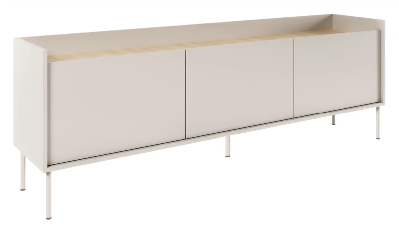 TV-Schrank Tovi, dreitürig, 175 cm, weiß/Lindberg-Eiche