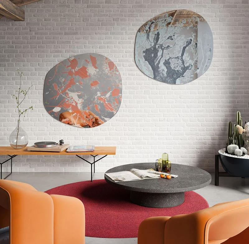 Casa Padrino Designer Wandspiegel Rot 100 x H. 105 cm - Moderner Design Spiegel - Luxus Kollektion