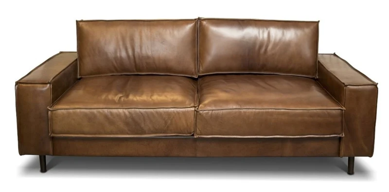 Casa Padrino Luxus Echtleder Lounge Sofa Vintage Leder Braun - Luxus Wohnzimmer Couch Möbel Büffelleder