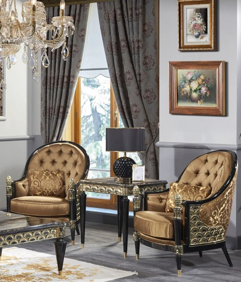 Casa Padrino Luxus Barock Beistelltisch Schwarz / Gold 65 x 65 x H. 60 cm - Prunkvoller Massivholz Tisch - Luxus Qualität