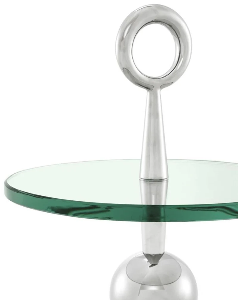 Casa Padrino Beistelltisch in silber mit Glasplatte 40 x H. 72 cm - Luxus Hotel Tisch