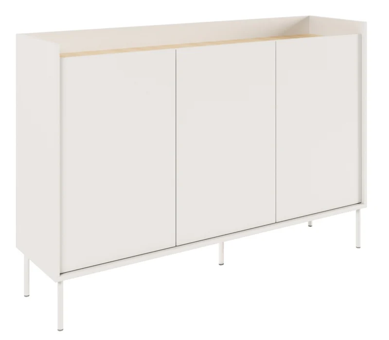 Drehtür-Kommode Tovi 140 cm weiß/Lindberg-Eiche