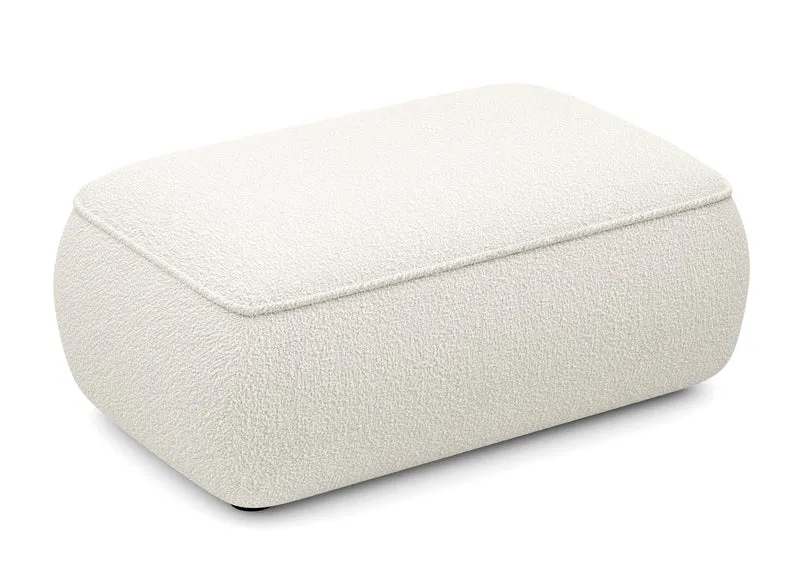 Ovo Hocker in cremigem Bouclé
